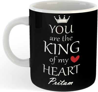 Vrantiikar Pritam You Are The King Of My Heart Black, Best Gift For Pritam_SR Ceramic Coffee Mug(325 ml)