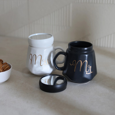 GB CRAFT Mr & Mrs Couple / Ceramic/ Coffee/ Tea/ Ceramic Coffee Mug(400 ml)