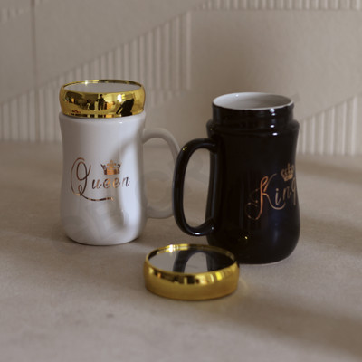 GB CRAFT King & Queen ceramic mug set/Couples gift/coffee mug/tea mug Ceramic Coffee Mug(400 ml, Pack of 2)