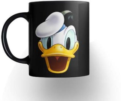 CHARMING Donald Duck RIA47 Cartoon Printed 11 oz Black Ceramic Ceramic Coffee Mug(330 ml)