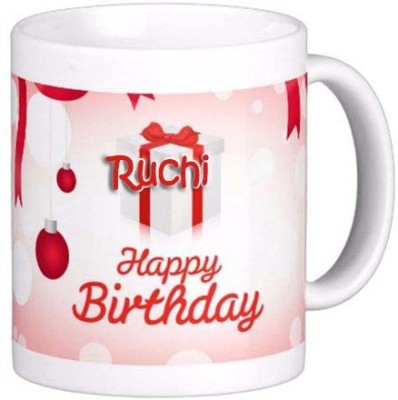 Exocticaa Happy Birthday Gift for Ruchi 082 Ceramic Coffee Mug(325 ml)