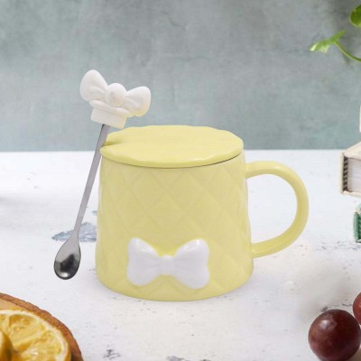 KidsCity.In Fancy Ceramic Coffee or Tea with Lid and Handle with Spoon (8402) Ceramic Coffee Mug(250 ml)