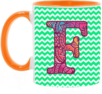 ARTBUG Alphabet F Orange Ceramic Coffee Mug(350 ml)