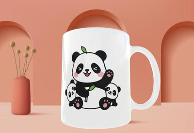 soanstar Panda Mom & Baby Cartoon Printed Ceramic Coffee Mug(325 ml)