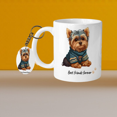 Printhorizon 101_Perfect for Coffee and Tea - With Keychain VM Best Friend Forever L O Ceramic Coffee Mug(331 ml, Pack of 2)