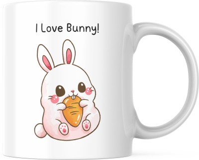 FAZAKA I Love Bunny Romantic Wish, Cute Couple, Love Couple Ceramic Coffee Mug(325 ml)