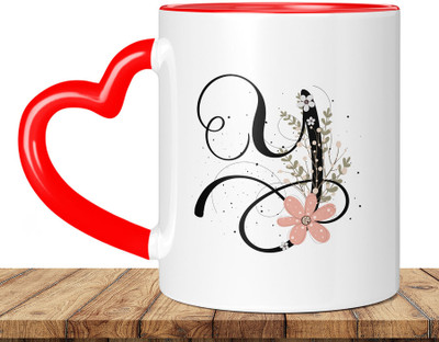 TrendoPrint Letter Y Alphabet Heart Handle Gift for your Loved Once on their Special Day Ceramic Coffee Mug(350 ml)