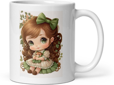 Mr UVD Little Girl Sitting With Teddy_MUGG Ceramic Coffee Mug(350 ml)
