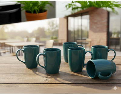 Plakasha creations Ceramic Conical Glossy Colored Milk / Coffee For Gifting Ceramic Coffee Mug(350 ml, Pack of 6)