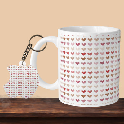VM MALL 101_Heart Full L-A Ceramic Coffee Mug(330 ml, Pack of 2)