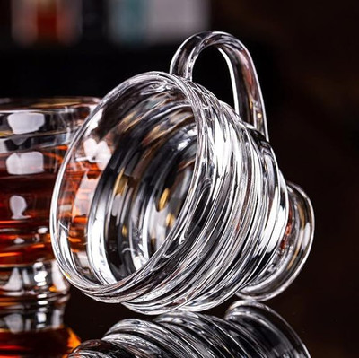 goblet Desing handle cup pack of 6 @1 Glass Coffee Mug(155 ml, Pack of 6)