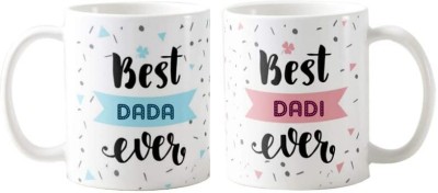 ADRON 2 Pcs Best Dada And Dadi Ever Printed Coffee Coffee Ceramic Coffee Mug(350 ml, Pack of 2)