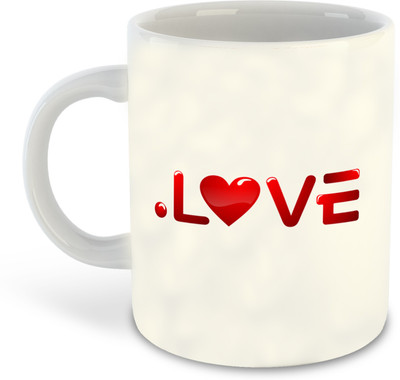 whats your kick new-wyk_Love Heart Printed White Coffee - D34 Ceramic Coffee Mug(325 ml)