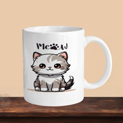 VM MALL 101_Meow Cat R Ceramic Coffee Mug(330 ml)