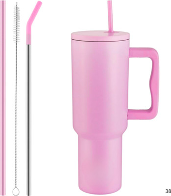 IMAGINEA Gradient Pink Travel Tumbler with Straw & Handle 1200ml Plastic, Stainless Steel Tumbler(1200 ml)
