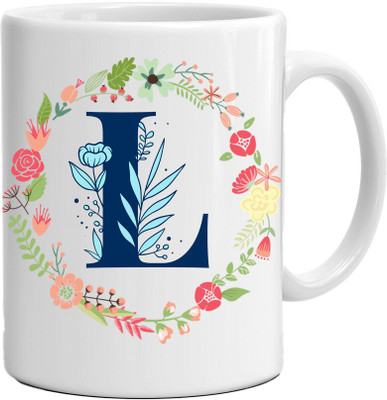 Acrebees Name First Letter L Printed On, Name Printed Coffee For Gifting Purpose Ceramic Coffee Mug(350 ml)
