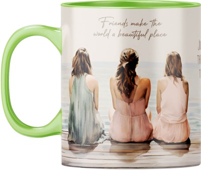 YuBingo Cherished Friends Travel - Light Green Inner & Handle, Unique Gift Ceramic Coffee Mug(310 ml)