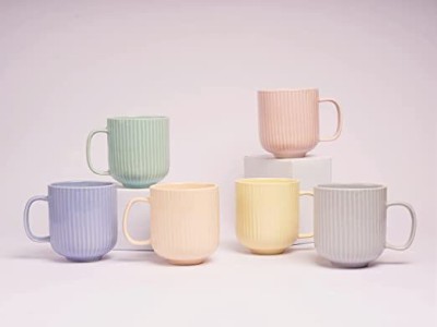 LOCALKALA Pastel Candy Summer Kiss Coffee/Tea Cups (330 ml Each, Multicolor) (Pack of 6) Ceramic Coffee Mug(330 ml, Pack of 6)