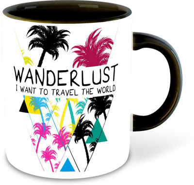 Daddy dream NEW-TravelInspirationPrintedBlack-675 Ceramic Coffee Mug(325 ml, Pack of 3)