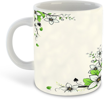 whats your kick new-wyk_Flower Printed White Coffee - D25 Ceramic Coffee Mug(325 ml)