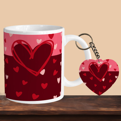 Hunter Studio 101_Heart 01 R-H Ceramic Coffee Mug(330 ml, Pack of 2)