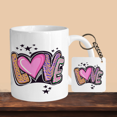 Hunter Studio 101_Love 03 R-S Ceramic Coffee Mug(330 ml, Pack of 2)