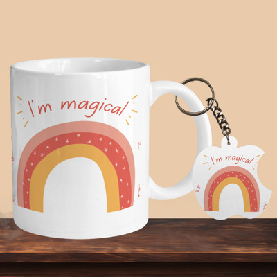 VM SHOPPING MALL I Am Magical R-A Ceramic Coffee Mug(330 ml, Pack of 2)