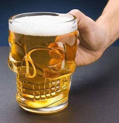 Upscale Halloween Skull Beer/Juice Pack of 1 Glass Beer Mug(520 ml)