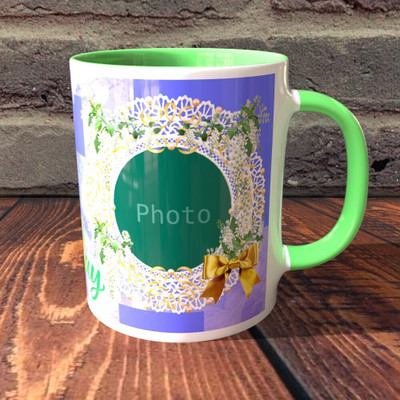 TPA4U Refreshing Choice for Birthday Gifts TPD44RM7 Light Green Round Handle Ceramic Coffee Mug(330 ml)