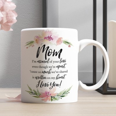 ECFAK Love You Mom Printed Mother's Day Ceramic Coffee Mug(325 ml)