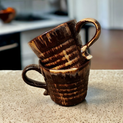 Malaikah ML-Brown-Tea-PK2 Ceramic Coffee Mug(240 ml, Pack of 2)