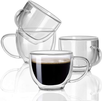 We3 Double Wall Glass Expresso Coffees Insulted Clear Cappuccino Tea Cups[p_1pcs Glass Coffee Mug(200 ml)