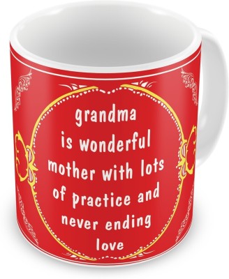 Indigifts Decorative Gift Items Wonderful Grandma, Grandparents Special Gift for Grandmom, Grandma, Birthday, Anniversary_S-MUGCRWH01RO11-GDM17048 Ceramic Coffee Mug(330 ml)
