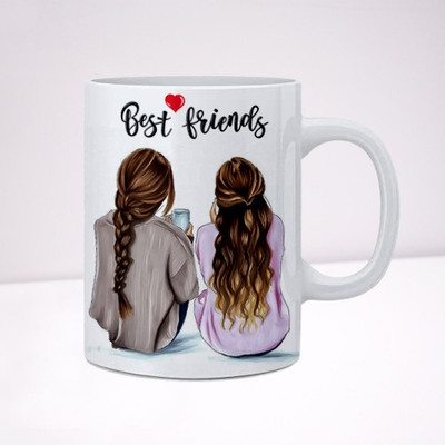 HM POINT Best Friends Coffee, Gift for Your Friend/Girl Friend/Lover etc. 330ml Ceramic Coffee Mug(350 ml)
