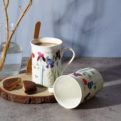 DANDY LINES PANAMA 90048 Bone China Coffee Mug(329 ml, Pack of 4)
