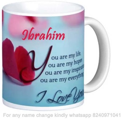 GNS Romantic Gift for Ibrahim Love theme Message Ceramic Coffee Mug(325 ml)