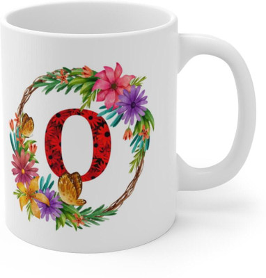 FestiveCraft Floral Alphabet Letter O Gift for Friend Boyfriend Girlfriend HD Printed Ceramic Coffee Mug(330 ml)