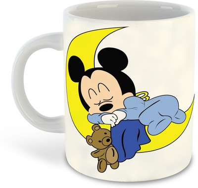 Beyoond Mickey Mouse Theme Printed White Ceramic Coffee 325ml - D7 Ceramic Coffee Mug(325 ml)