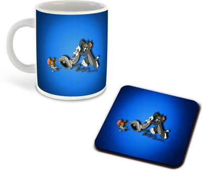 FLEXERSTYLE NEW2025-Tom & Jerry Printed White Coffee With Coaster - D17 Ceramic Coffee Mug(325 ml)