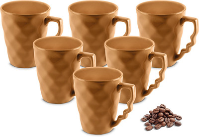 Urban Chef PRISM Ceramic Handcrafted Shine Matte- Microwave Safe Coffee / Milk with Handle Ideal Best For Self Use Or Gift for Friends, Anniversary, Birthday Ceramic Coffee Mug(225 ml, Pack of 6)