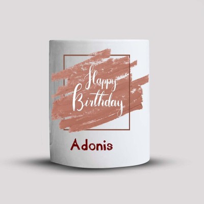 badri creations Happy Birthday Adonis With Photo White Coffee Ceramic Coffee Mug(350 ml)