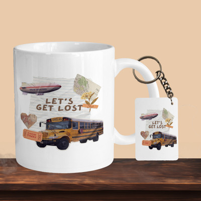 VM SHOPPING MALL Lets Get Lost R-R Ceramic Coffee Mug(330 ml, Pack of 2)