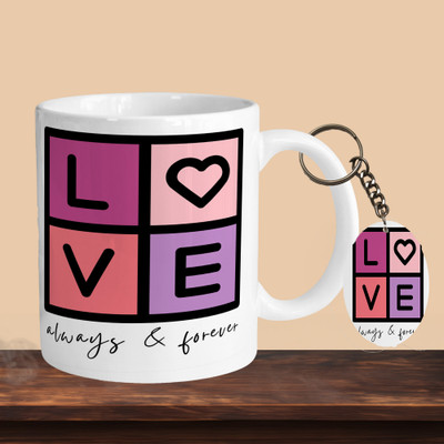 VM MALL 101_Lovee Always & Forever R-O Ceramic Coffee Mug(330 ml, Pack of 2)