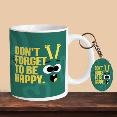 Printhorizon 101_Don’T Forget To Be Happy R-O Ceramic Coffee Mug(330 ml, Pack of 2)