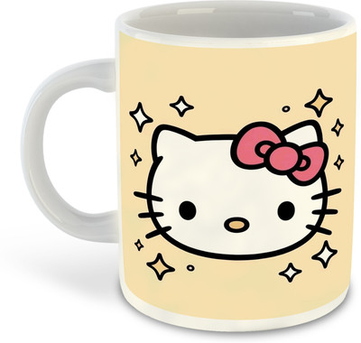 Beyoond Hello Kitty Printed White Ceramic Coffee-D13 Ceramic Coffee Mug(325 ml)