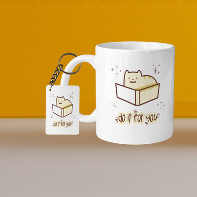 Hunter Studio 101_Perfect for Coffee and Tea - With Keychain VM Do It For You L R Ceramic Coffee Mug(332 ml, Pack of 2)