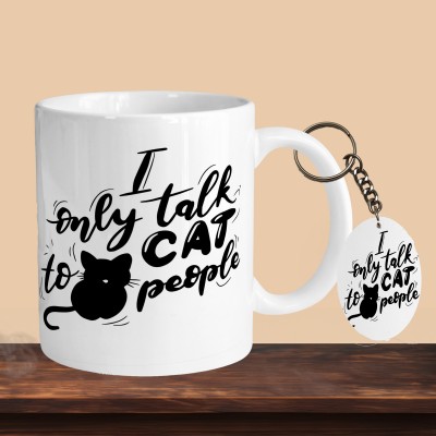 VM SHOPPING MALL I Only Talk To Cat People R-O Ceramic Coffee Mug(330 ml, Pack of 2)