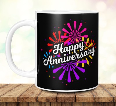 TrendoPrint Happy Anniversary Printed Cup For Girls Boys Friends & Loved Ones-WMHA-12 Ceramic Coffee Mug(350 ml)