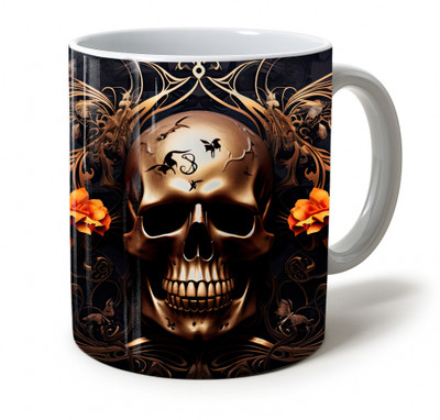 Vihaan Fashions Colorful Skull Design Printed | Day of The Dead Themed Cup-795 Ceramic Coffee Mug(350 ml)