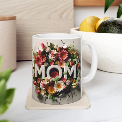 Creative Pixel Store MOM LOVE Printed Both Sides Mother's Day Special Ceramic Coffee Mug(330 ml)